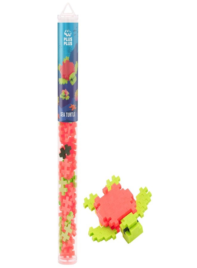 Plus-Plus PLUS PLUS 3D Animal Figure Building Block Set, 70 Mini Interlocking Puzzle Pieces, Fun Stem Toys for Kids - Sea Turtle Maker Tube - Image 1
